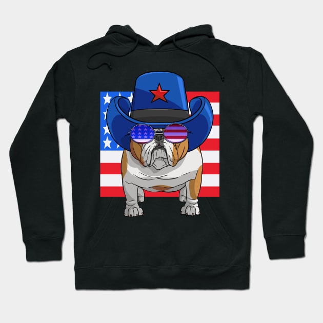 English Bulldog 4th of July Hoodie by Noseking